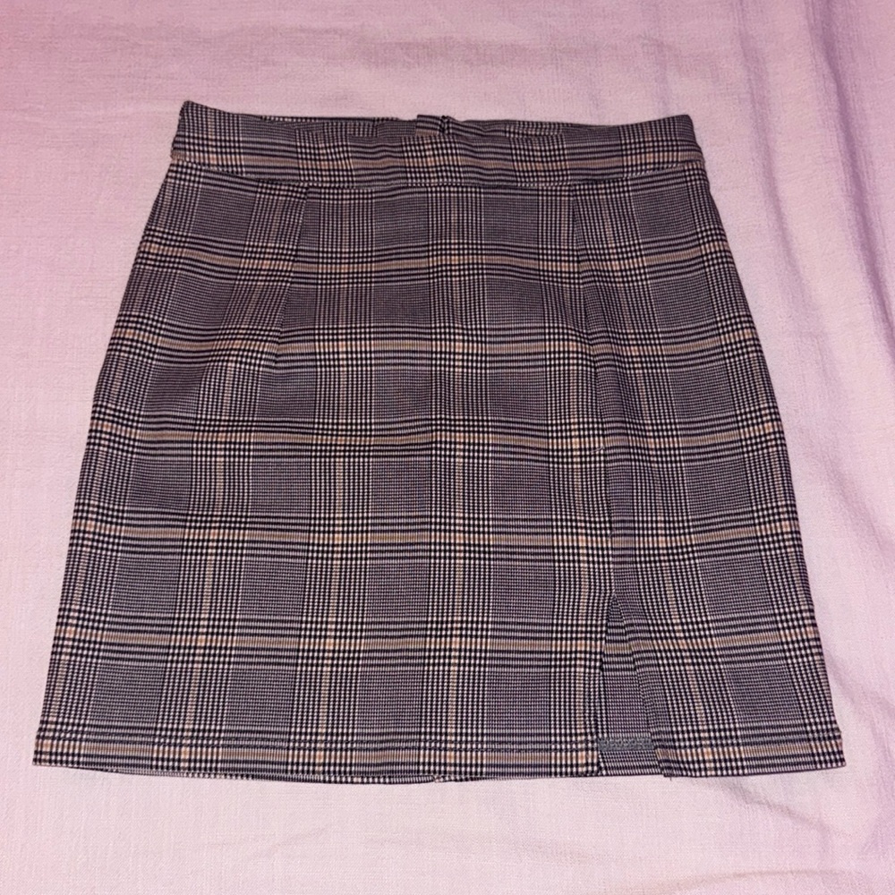 Garage Check/Grid Print Mini Skirt